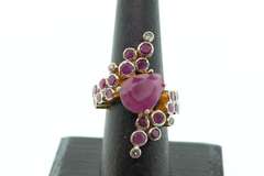 Contemporary Gold Plated Silver Ruby Ring