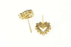 14K Yellow Gold Natural Sapphire Heart Love Symbol Stud Earrings