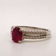 18kt Solid White Gold, Ruby, & Diamond Ring