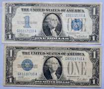 1928 A &1934 $1 Funnyback Silver Certificates