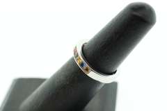 Vivid 18kt White Gold Multi-Colored Saphire Band