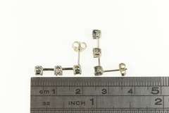 10K White Gold Sapphire Diamond Bar Drop Dangle Statement Earrings