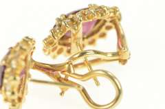 14K Yellow Gold 4.30 Cfw Rubellite Tourmaline Diamond Halo Earrings