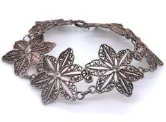 Sterling Silver Flower Link Bracelet