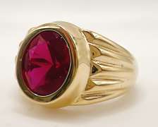 Men's 14kt Solid Yellow Gold & Gemstone Ring