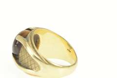 18K Yellow Gold 1960's Tiger's Eye Ornate Men's Statement Ring