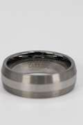 8mm Tungsten Carbide Silver Tone Thick Stripe Wedding Band Comfort Fit Ring Size 11