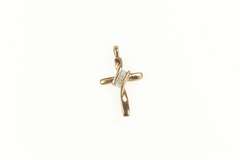 10K Rose Gold Diamond Inset Classic Cross Christian Faith Pendant