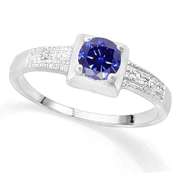 3/5 CREATED TANZANITE SILVER RING