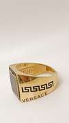 Men's 14kt Solid Yellow Gold, Onyx, & CZ  VERSACE Ring