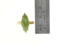 14K Yellow Gold 1960's Marquise Nephrite Cabochon Navette Ring