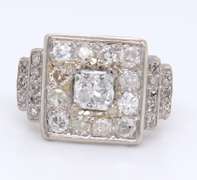 Significant Platinum Princess Cut Diamond Cluster Ring