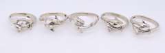 Group Lot of 5 Vintage 925 Sterling Silver Dolphin Rings