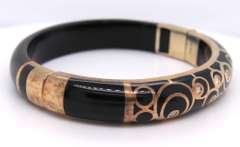 Gold Plated Silver CZ Resin Bangle