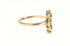 10K Yellow Gold Victorian Garnet Seed Pearl Ornate Statement Ring