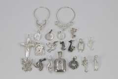 Sterling Silver Curated Pendant Assortment Various Sizes & Styles (20 Pendant Lot)