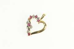10K Yellow Gold Diamond Ruby Curvy Heart Love Symbol Pendant
