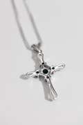 .925 Sterling Silver Cross w/ Natural Blue Topaz Gemstones