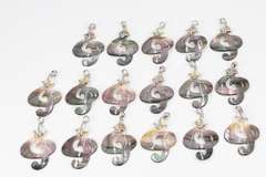 Abalone Shell Pendants Lot of 105 Rhodium Plating Over Brass