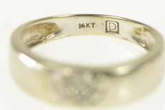 14K White Gold Pave Diamond Heart Retro Wedding Band Ring