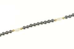 14K Yellow Gold Hematite Pearl Beaded Classic Statement Bracelet