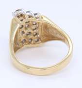 Gorgeous Yellow Gold Round Brilliant Cut Waterfall Diamond Cluster Ring