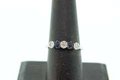 Mismatch Diamond Cluster Trinity 18k White Gold Ring with Sapphires