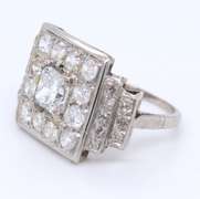 Significant Platinum Princess Cut Diamond Cluster Ring