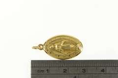 14K Yellow Gold Oval Virgin Mother Mary Christian Faith Jesus Pendant