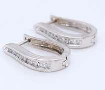 Sparkling White Gold Diamond Hoop Earrings