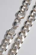 .925 Sterling Silver 12.75mm Diamond Cut Curb Link Chain 24 Inches