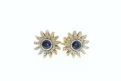 14kt Gold Plated Sterling Silver Sapphire Earrings with Diamond Accents