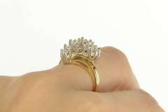 14K Yellow Gold 0.80 Ctw Diamond Cluster Statement Bypass Ring