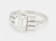 Certified 1.55CTW Emerald Cut Diamond Engagement Ring