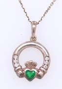 Vintage 925 Sterling Silver Claddagh Pendant on Chain