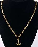 Brilliant Anchor Pendant Necklace in 14K Yellow Gold