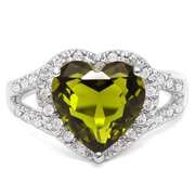 925 STERLING SILVER RING 10 MM HEART CUT CREATED GREEN SAPPHIRE WOMEN ENGAGEMENT RING