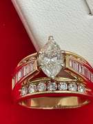 CERTIFIED LADIES 14K YELLOW GOLD AND DIAMOND RING