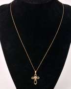 Gorgeous Cross and Heart Pendant Necklace in Yellow Gold