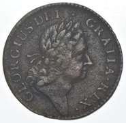 1724 Hibernia Colonial Copper Coin 1/2p