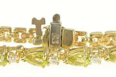 14K Yellow Gold Peridot Diamond Accent Classic Statement Bracelet