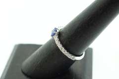 Forlorn Sapphire 18k White Gold Ring flanked with Diamonds