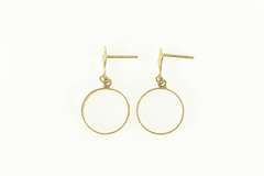 14K Yellow Gold Round Filigree Circle Dangle Retro Fashion Earrings