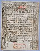 Jan 1 1780 40 Shillings Connecticut Note