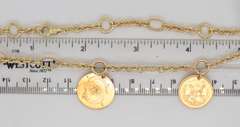 Fancy Link Necklace with 22k Antique Gold Coin Charm