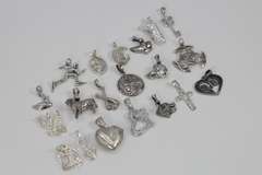 .925 Sterling Silver Curated Pendant Set 20 Pendants & Charms