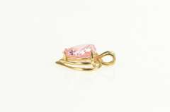 14K Yellow Gold Pink Cubic Zirconia Heart Love Symbol Pendant