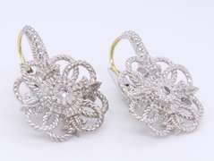 Judith Ripka White Sapphire Art Deco Flower Dangle Earrings