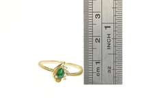 14K Yellow Gold Pear Emerald Diamond Accent Statement Ring
