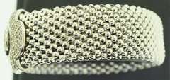 Italian Milor Sterling Silver Mesh Crystal Magnetic Clasp Bracelet
